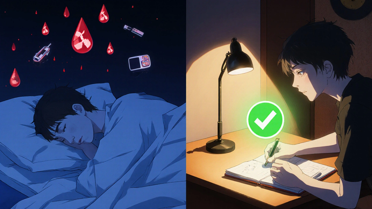 Split scene showing passive neglect versus active symptom tracking for health safety.