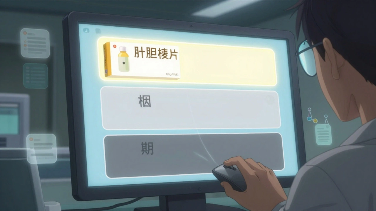 Doctor&#039;s screen showing branded drug as default option, glowing brighter than generics.