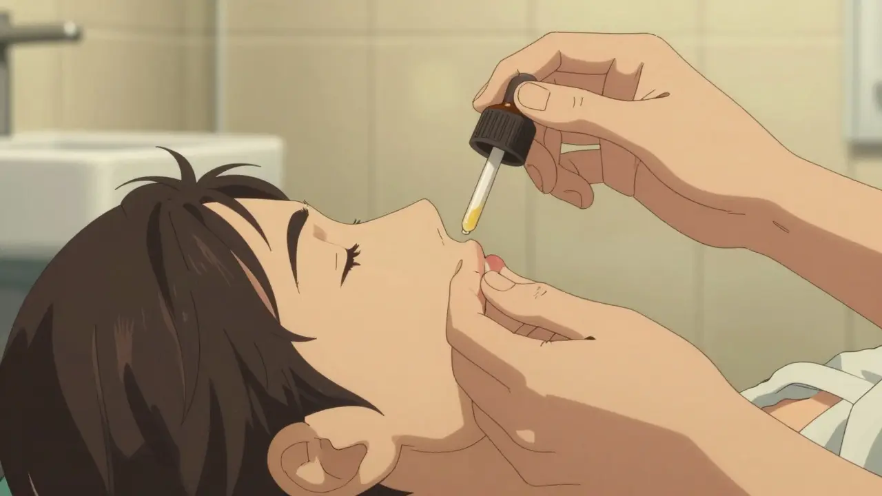 Correct ear drop application with warm bottle