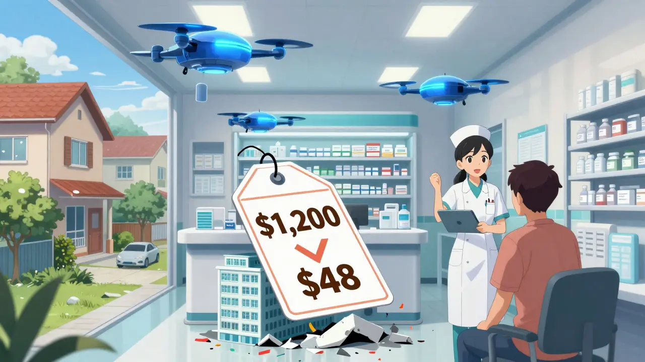Narrow pharmacy network delivering medications to homes with nurse coaching via tablet, hospital costs dropping dramatically.