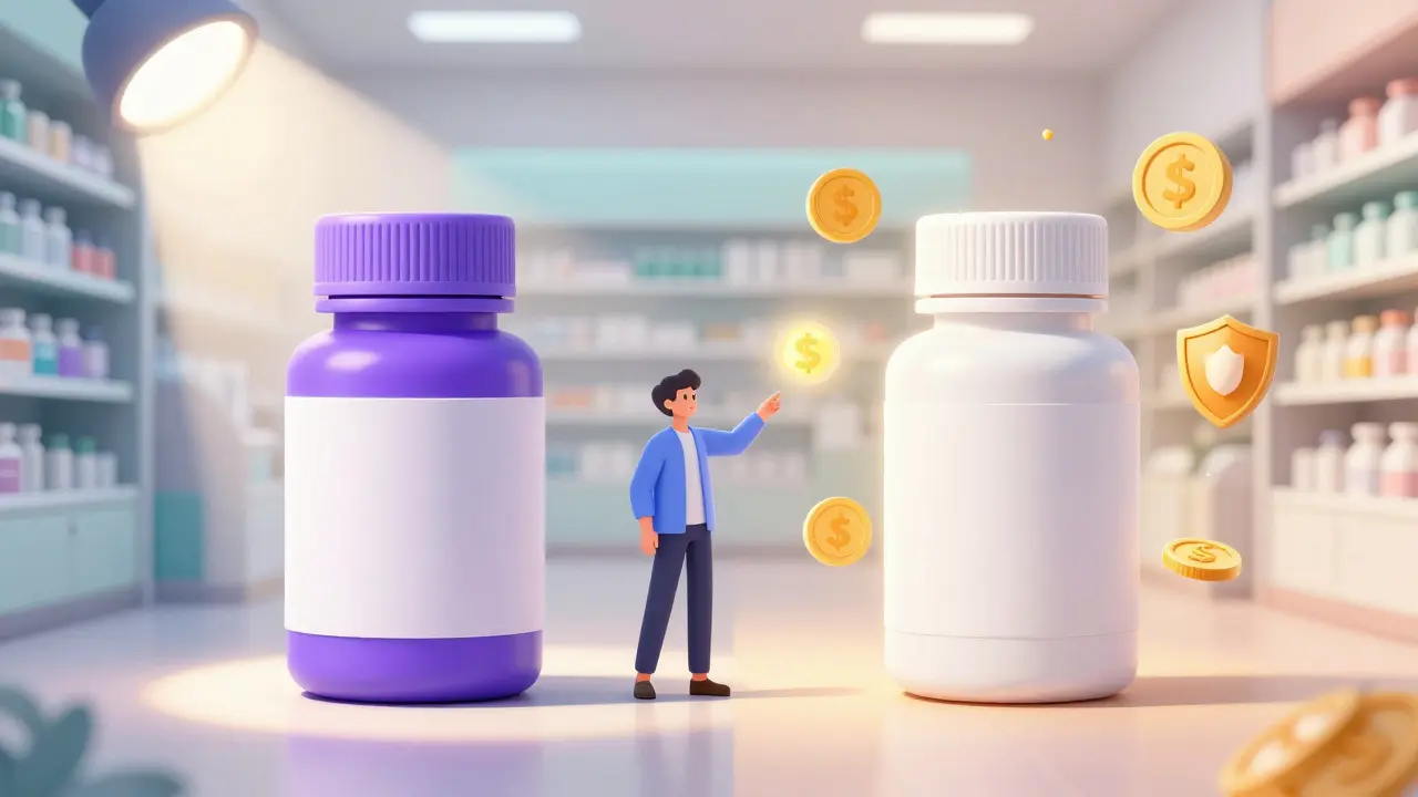 Anime style comparison showing generic pills as safe and affordable choice