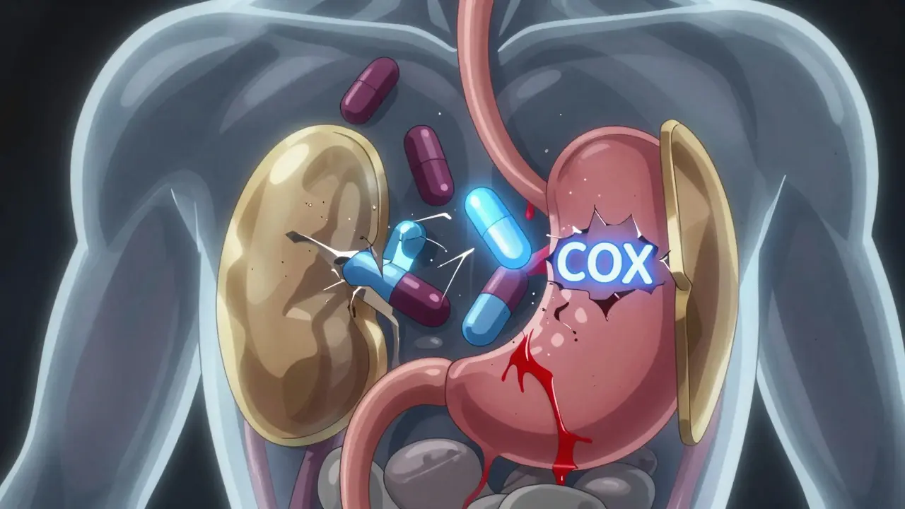 Anime concept art of pills blocking enzymes and damaging organs