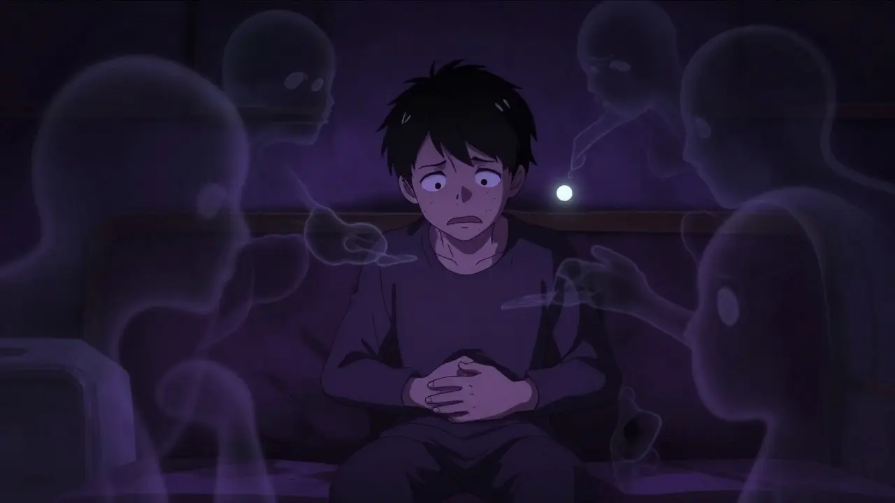 Anime illustration of nocebo effect showing anxiety causing physical symptoms