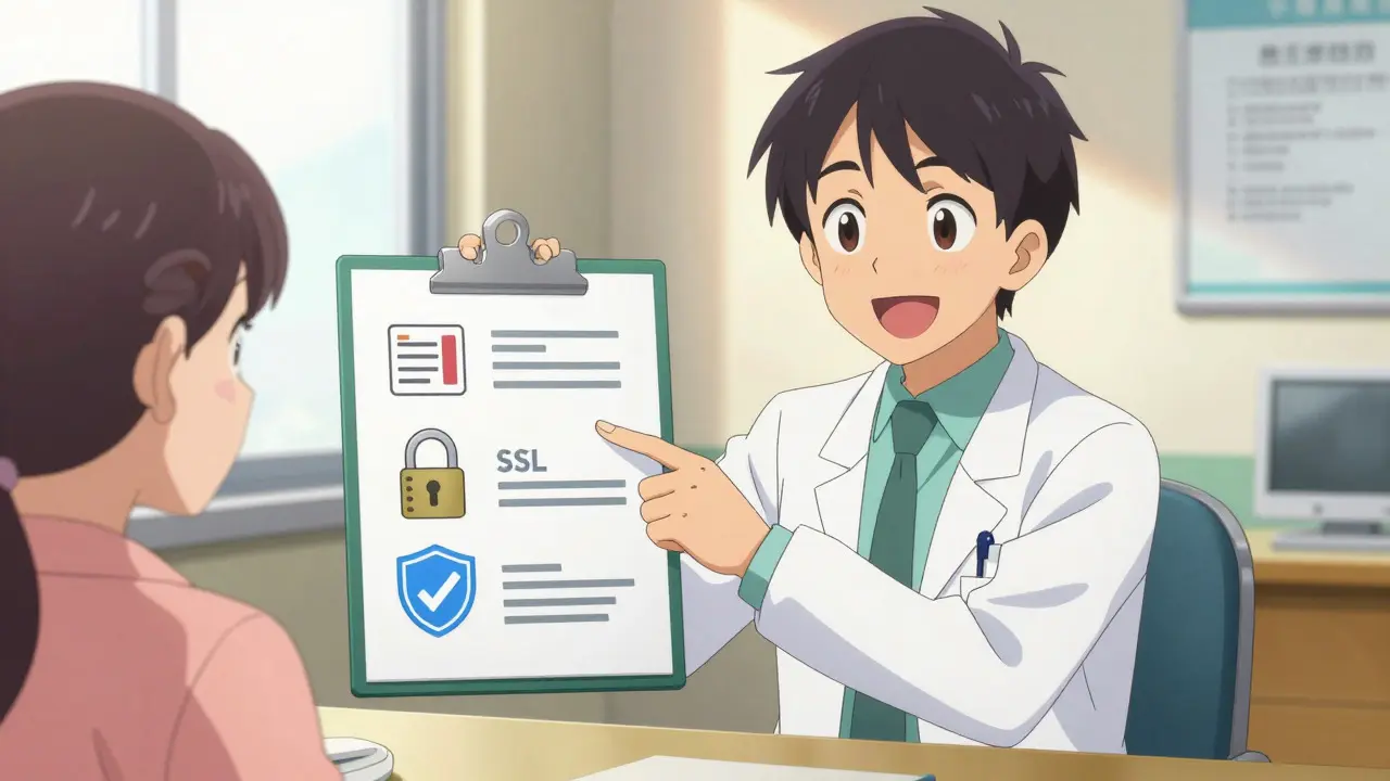 Doctor explaining safety checklist to patient in anime style