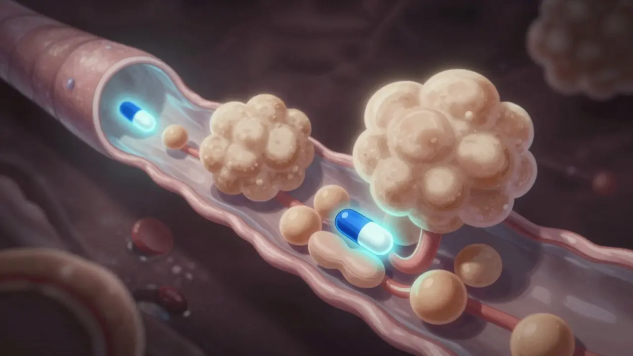 Anime concept showing soy proteins blocking thyroid medication absorption
